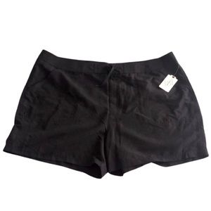 🆕 St. John's Bay Cross Drawstring Black Swim Coverup Shorts with Pockets